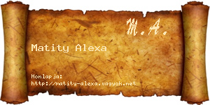Matity Alexa névjegykártya